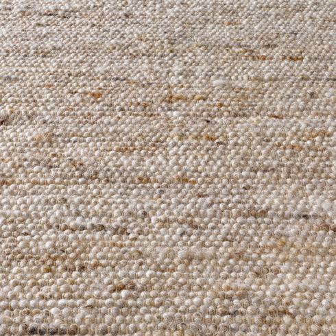 Wollteppich Natur | Reine Schur-Wolle Handweb Teppich im Skandinavischen Design | Sand